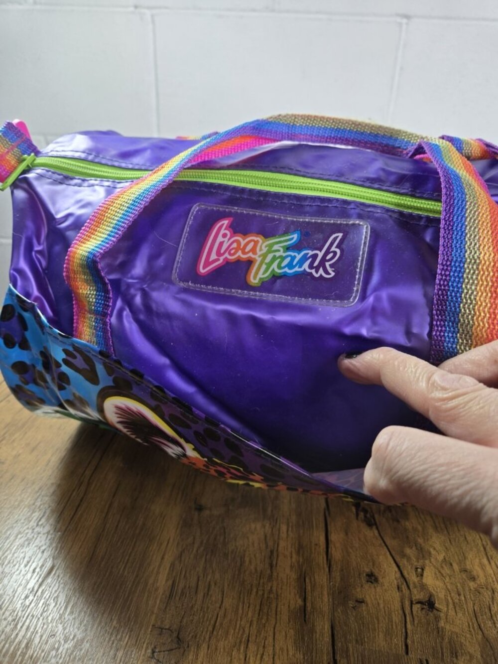 vtg 90s Lisa Frank Rainbow Straps Hunter Cheetah Purple Duffle Bag RARE - Picture 10 of 14